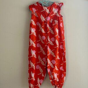 🧡🌞 Handmade Small Shop One-Piece Jumpsuit – Crane & Sun Print – 18–24M 🌞🧡